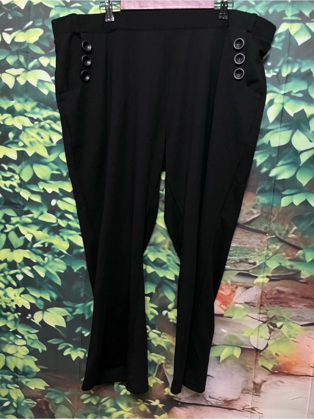 Source Unknown Black Women's High-Waist Trousers with Side Buttons